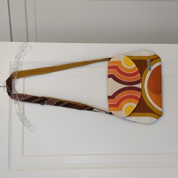 Retro Autumn Colors 60s Crossbody Bag Fall Leaves Satchel Vintage Materials - Picture 2 of 9